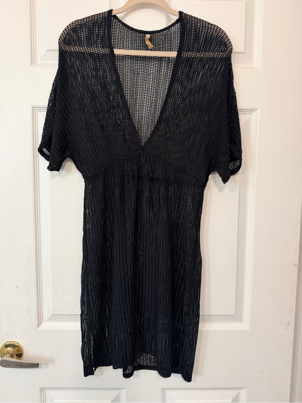 Elan Black Open-Knit Swim Coverup